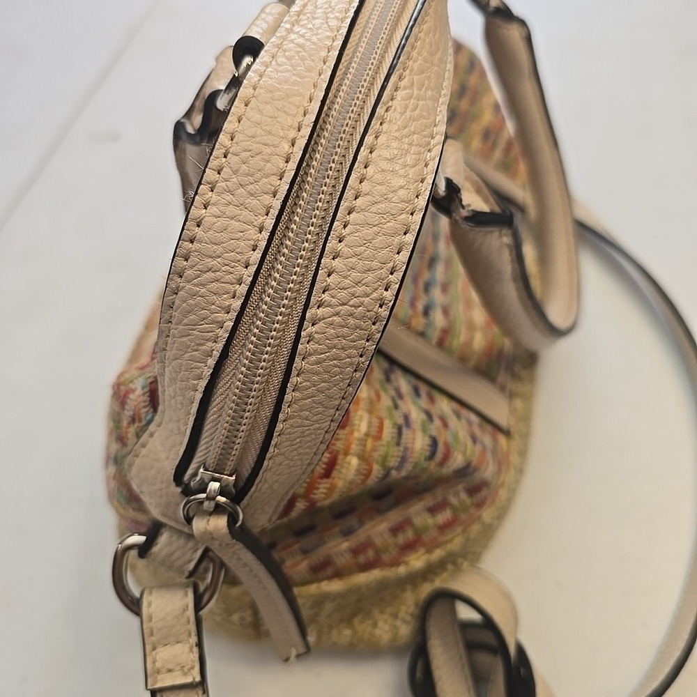 Dana Buchman Straw Tote Bag Crossbody Purse Cream Multicolor Weave Coastal Boho - Picture 4 of 11